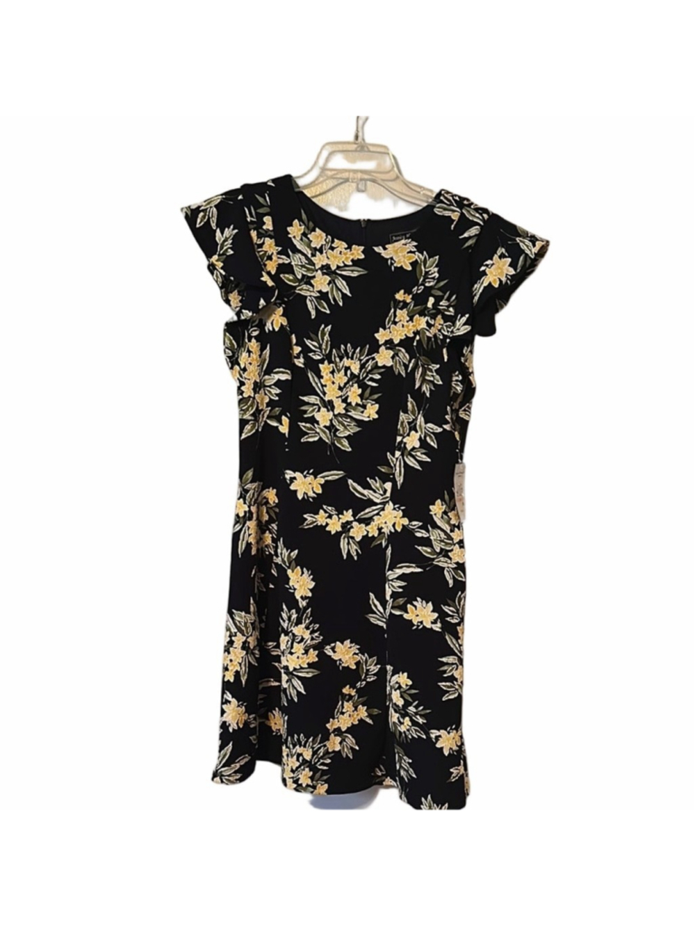 Jessica Howard Black Dress with Yellow Floral Design